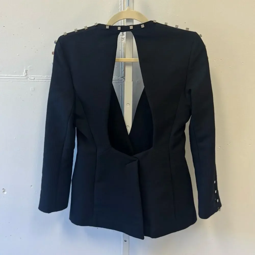 Alexander Wang Wool Blend Studded Gothic Blazer‎ Cutout Size 4 Black - Picture 2 of 13